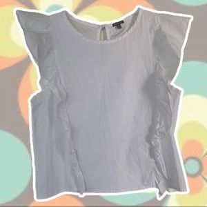 White Flutter Sleeve Blouse